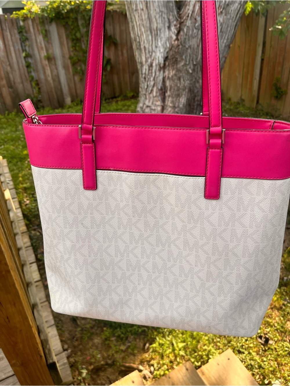 Michael Kors Pink, Orange & Hot Pink Stripe Tote - Picture 2 of 13